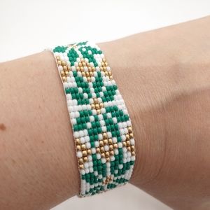 Loom Beaded Bracelet Floral Print